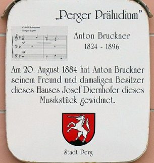 Bild von der Gedenktafel, 100. Todestag Anton Bruckner in Perg