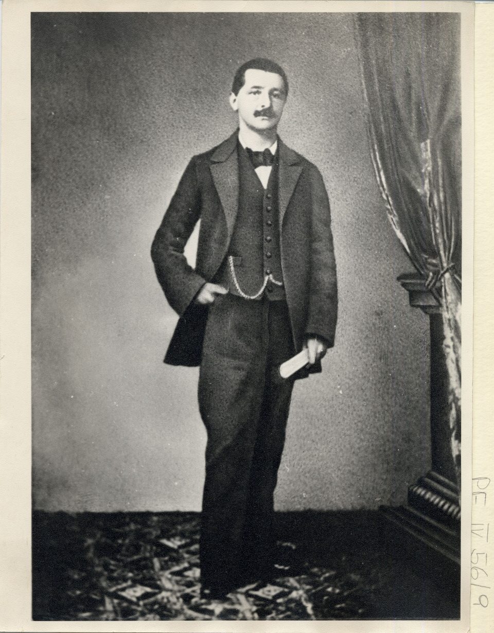 Historical photo of young Anton Bruckner in full-body format