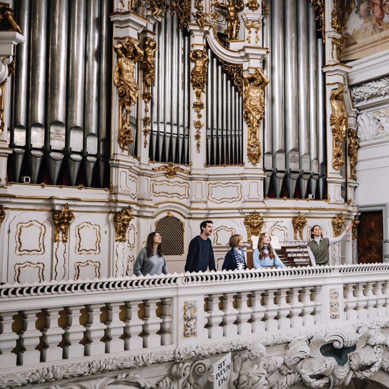 Foto: Innenansicht Stiftsbasilika St. Florian mit Blick auf die Orgelempore und Bruckner-Orgel